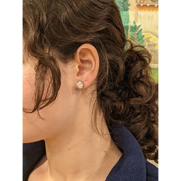 2 Carat DEW Oval Cut Moissanite Stud Earrings Sterling Silver (Certified) - Picture 5 of 8